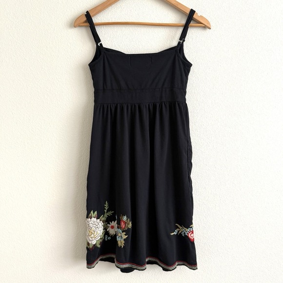 Johnny Was Black Knit Embroidered Mini Dress Womens XS Boho Vacation Summer - Picture 7 of 10